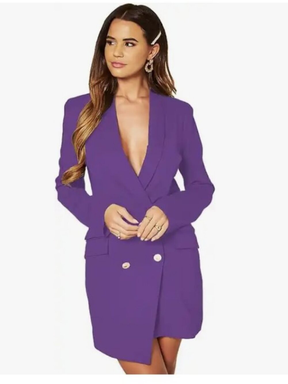 Purple Asymmetric Blazer Dress